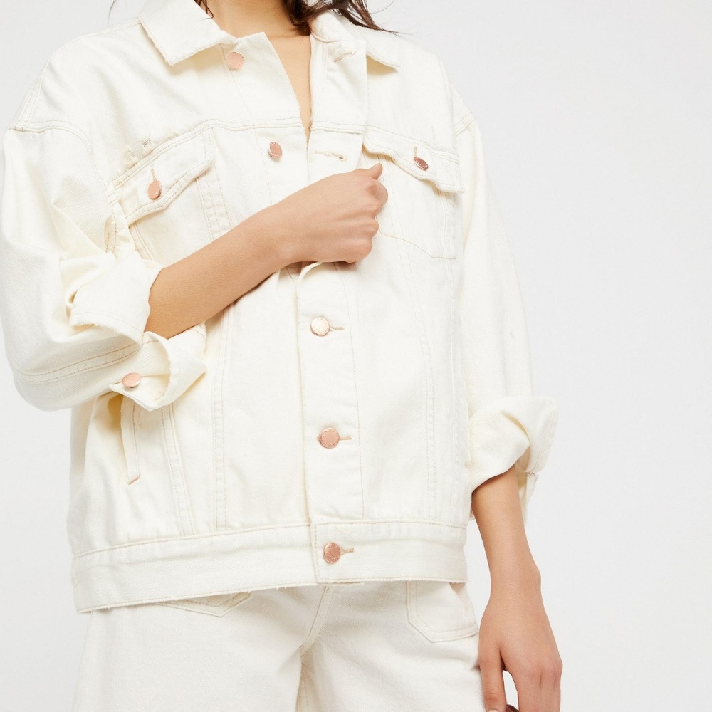Free People White Denim Jacket - Picture 3 of 7